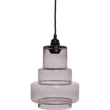 Lampada a sospensione Evy in vetro grigio fumé (1/4)