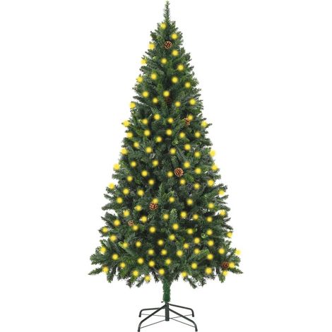 Albero di Natale Preilluminato con Pigne Verde 210 cm vidaXL (1/5)