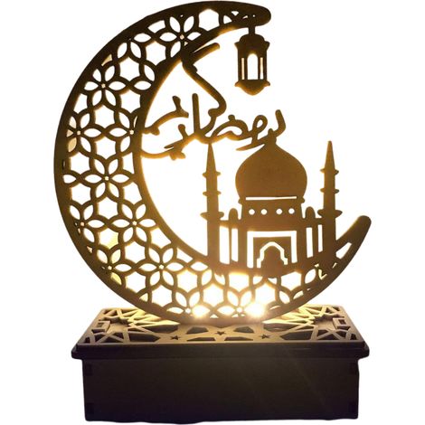 1 Veilleuse LED Bois Lune Étoile Décoration 3D Artisanale Intérieur Fête Aïd (1/5)