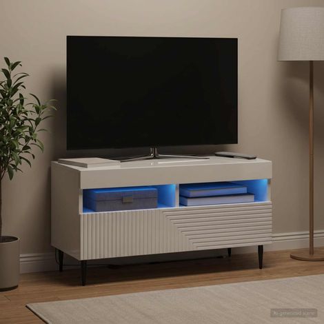 vidaXL LED TV Cabinet HAARLEM 81 x 35 x 43 cm High Gloss White (1/5)