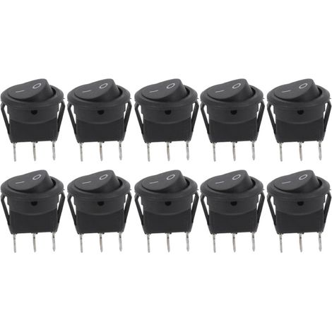Lot 10 mini interrupteurs 23mm 3 broches – 2 positions ronds type bateau – ON/OFF – Pour prototype et réparation (1/5)