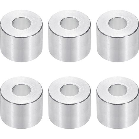Rondelles en Aluminium M6, 6pcs Entretoise Métallique à Vis Ronde, Rondelle Plate pour Vis Tige Écrous Boulons, Bague d'Écartement en Métal 6.2mm ID x 15mm OD x 12mm Hauteur (1/5)