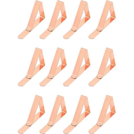 Lot 12 pinces nappe - Acier inoxydable - Fixation stable - Usage domestique - Or rose (1/5)