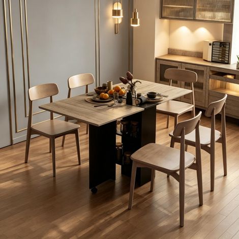 KlapptischfürKücheundEsszimmer,mobilmitRollen(nurmit1pcsKlapptisch) (1/5)
