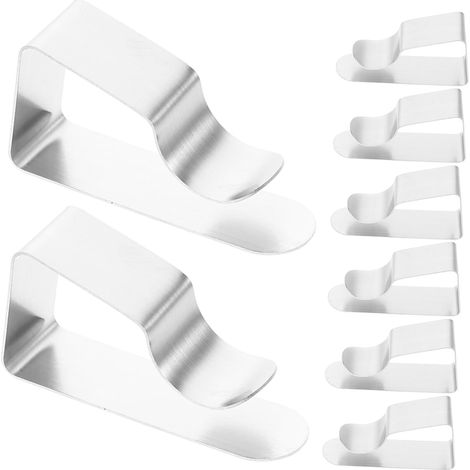 8 pinces trapezoïdales inox – fixateurs une pièce – clips robustes – jupe table/nappes – pique-nique/extérieur (1/5)