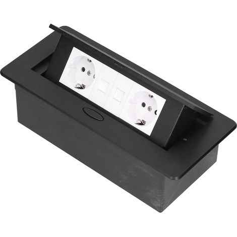 Prise électrique escamotable pour table, bloc multiprise avec hub USB, noir 250V 16A J29, bureau et maison (1/5)