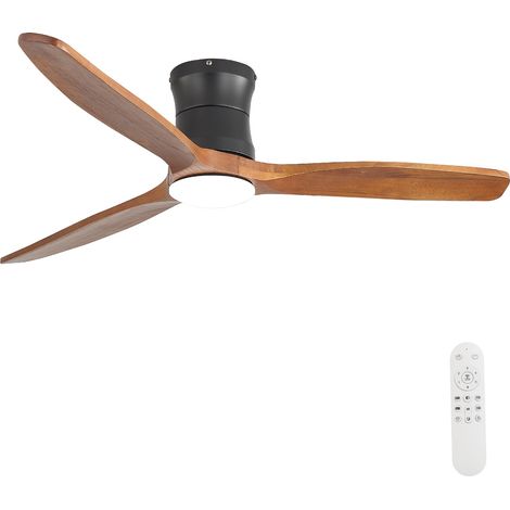 AMXCNOY Ventilateur de plafond de 132 cm avec éclairage et télécommande – Ventilateur de plafond moderne avec 3 pales en bois massif, moteur CC silencieux et 6 vitesses (1/5)