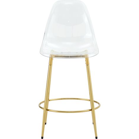 ELVMI 2er Set Barhocker mit Rückenlehne und Fußstütze, Metall und Kunststoff, Transparent und Gold (1/5)