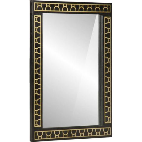 Miroir de salle de bain, mesurant 50x70x2,5 cm, en bois de manguier massif et en verre. (1/5)