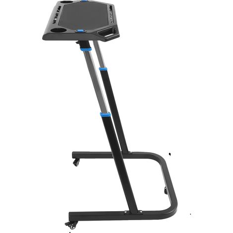 Bureau d'entraînement de vélo mobile, hauteur réglable, roues verrouillables, noir (1/2)