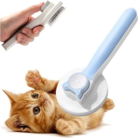 Brosse Chiens Chats, Brosse Autonettoyante Poils Morts Brosse de Toilettage Autonettoyante, Pour Chiens chats sous-poil Tangles (1/4)