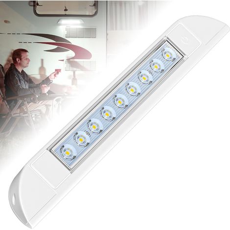 LED 12V Lumiere Exterieur Camping-Car Lampada Veranda Esterna Camper de Porche d'auvent IP67 4W 6000K 550lm Éclairage Exterieur pour Caravane Van Bateau, avec Interrupteur, DC12-24 V (1/5)