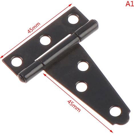 (A1) Quincaillerie pour charnières triangulaires en forme de T peintes en noir, pour portes et portails en bois de placards et abris de jardin. (1/5)