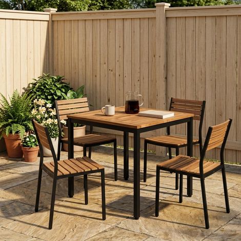 vidaXL Tavolo da cena da giardino Naturale e Nero 70 x 68,5 x 75 cm