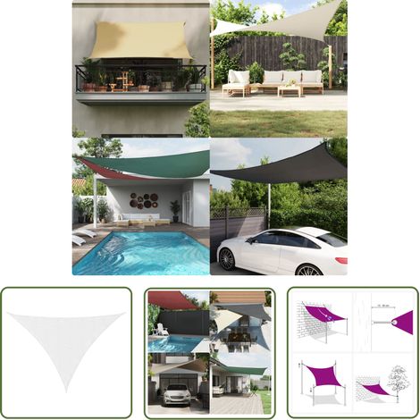 The Living Store Voile de parasol tissu oxford triangulaire 3,5x3,5x4,9 m blanc - Parapluie - Voile Solaire - Parasol Extérieur - Protection Solaire - Parasol Triangle (1/5)