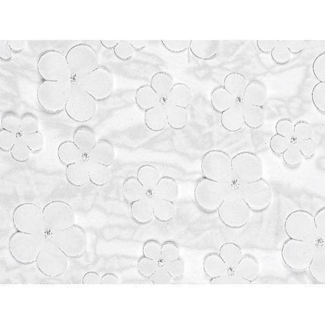 Chemin de table fleuri, blanc, 26 x 500 cm