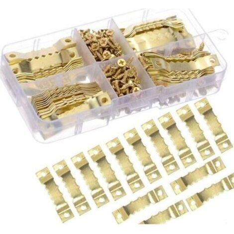 Ahlsen – Crochets en métal doré pour cadre et photo – Lot de 100 pièces – Dimensions 45x7mm – Vis de 10mm pour fixation solide - 100Pcs