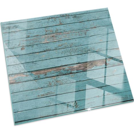 Plaque de sol sous poêle à bois en verre trempé protection thermique du plancher Planches de style rustique Carrée 50x50 cm (1/5)