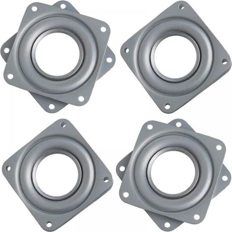 pezzi di cuscinetti girevoli quadrati, piastra girevole piatta quadrata, piastra girevole Lazy, piastra girevole con cuscinetto per tavolo, sedia, televisore, divano (argento)