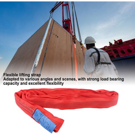 Sangle de levage 5T 2M flexible renforcée à double boucle à œillet en polyester rouge pour grue (1/5)