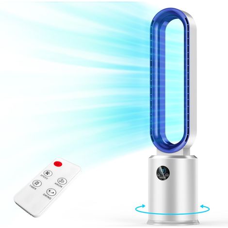 Bladeless LED tower fan with 24 speed settings, 60° wide-angle oscillation, and quiet operation (1/5)