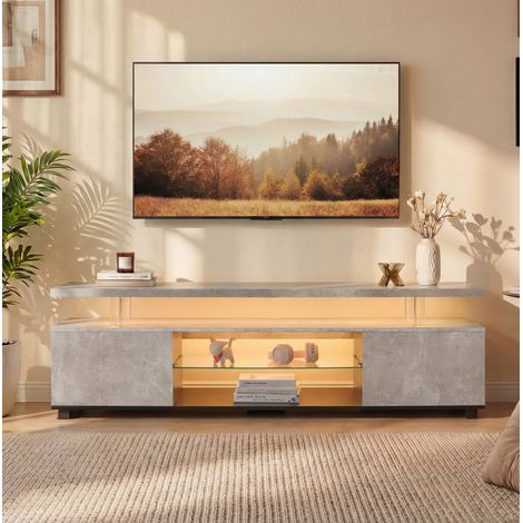 Mobile TV LED per TV fino a 60 pollici con vani contenitore, 130x40x48 cm, grigio e nero DESVIAE (1/5)