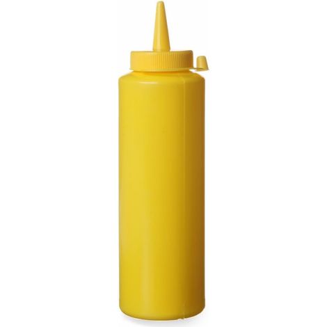 HENDI Bottiglia dosatrice di salse e condimento, riutilizzabile, biberon dosatore da spremere, flacone squeeze, ketchup, mustard, olio d'oliva, mousse, 0,2L, ø50x(H)185mm, giallo, PE, PP (1/4)