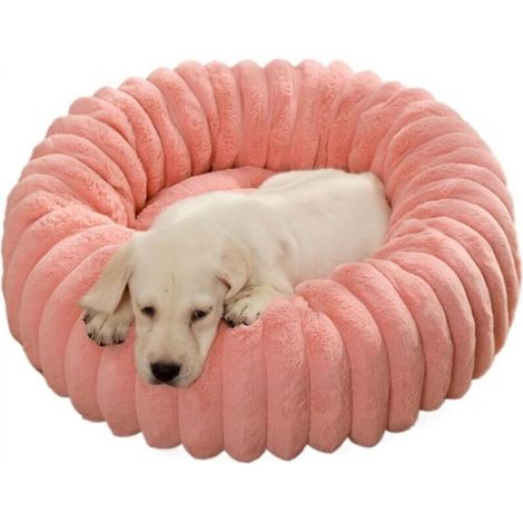 Round pink soft fabric bed, 50cm diameter, for cats and dogs extra-large cat bed warm winter dog bed