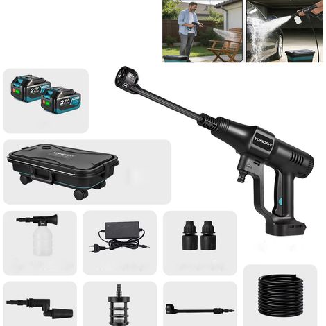 Nettoyeur haute pression électrique,pulvérisateur,pistolet pulvérisateur portable pour lave-auto,adapté voiture(2 batteries et seau pliable)