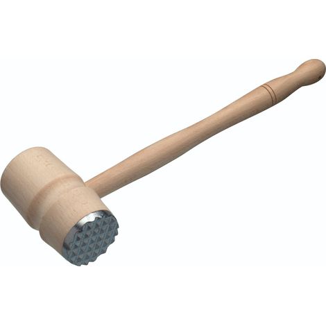 Martillo ablandador de carne KitchenCraft, diseño de doble cabeza para ablandar y aplastar, madera de haya / metal, 31cm, beige