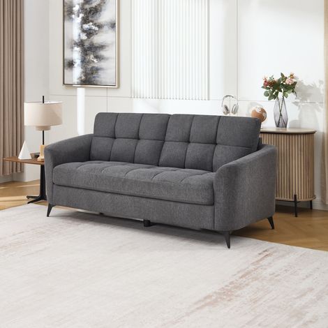 Solna 3 Seater Scandi Style Fabric Living Room Sofa (Charcoal)