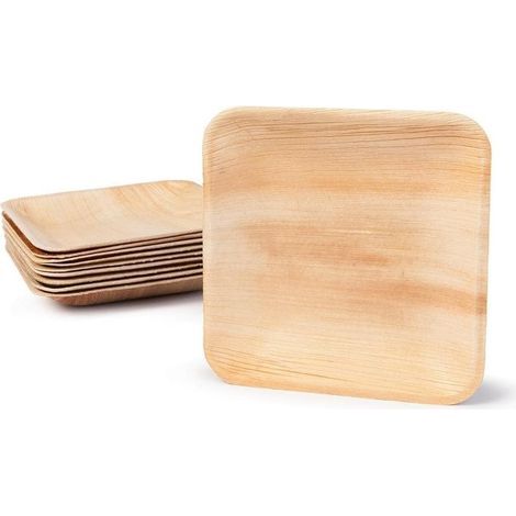 100 Pièces Assiettes en Feuille de Palmier Carrées 15x15cm Alternative aux Assiettes en Plastique Vaisselle Naturelle pour Buffet, Mariage, Anniversaire, Barbecue (1/5)