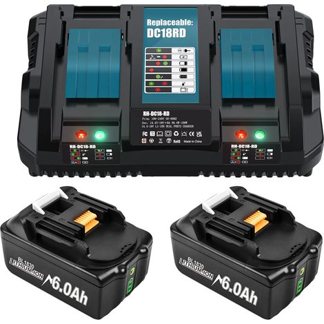 Batterie, 18V Li-ion, Indicateur LED, 2 6Ah 6A Chargeur (1/2)