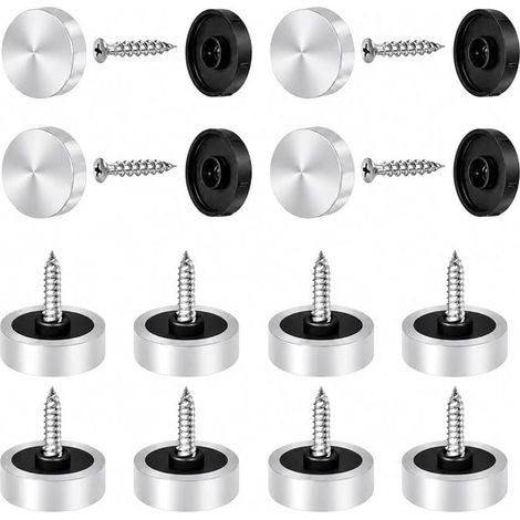 Mirror Screws, Stainless Steel Screw Covers, Decorative 22 mm Brushed Metal Covers, Aesthetic Fasteners Covers for Furniture and Panels, Protective Sets against Tablecloths (1/5)