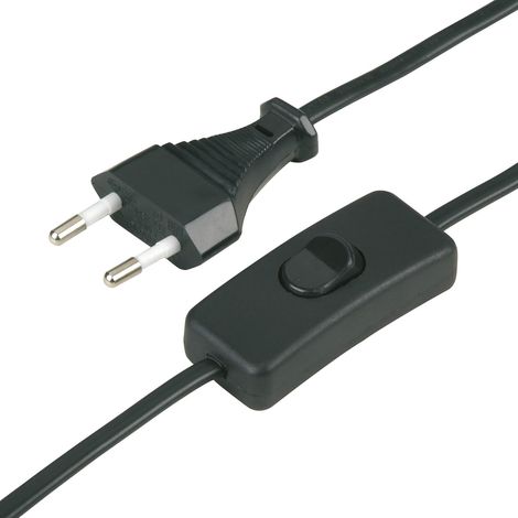 Câble d'alimentation UE avec interrupteur Noir 2 m (1/4)