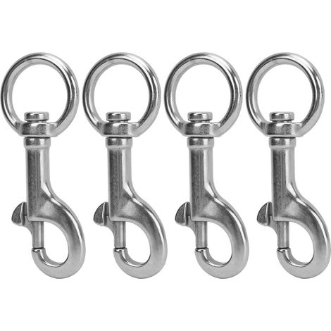 Mousqueton à ressort à 4 œillets pivotants, clip de plongée en acier inoxydable 316 de qualité marine, adapté aux navires, taille 4 (1/5)