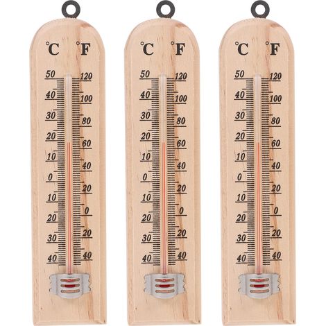 Thermomètre de serre suspendu en bois 3 pièces pour intérieur et extérieur design compact et léger usage jardin et chambre (1/5)