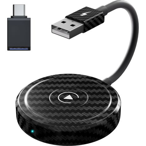 CarPlay sans Fil Adaptateur pour iPhone, Adaptateur CarPlay sans Fil Convertit CarPlay Filaire en CarPlay sans Fil Compatible avec Voitures Après 2017, Noir (1/5)