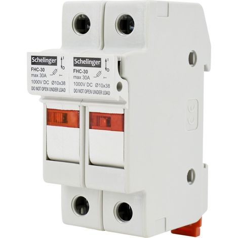 Porte-fusible bipolaire - 10 x 38 mm - 1000 V CC - 32 A - Schellinger A13-fhc-2p-dc1000-32 (1/5)