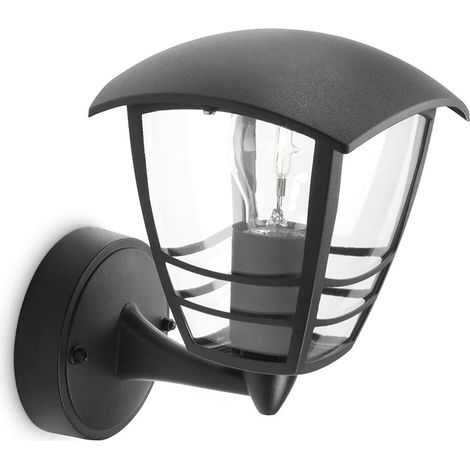 Applique noir sable convient pour l'éclairage de jardin, éclairage extérieur, ampoule A60 (lumière chaude par défaut), d'extérieur, LED, filetage E27 (1/3)