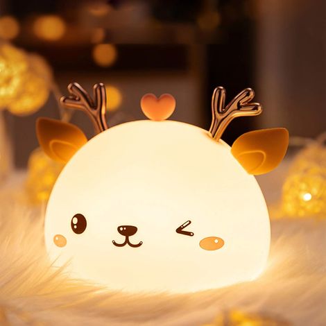 Bouée cerf rechargeable 1800 mAh, 7 couleurs, silicone transparent doux au toucher, en forme de cerf, pour chambre d'enfant, bébé ou tout-petit