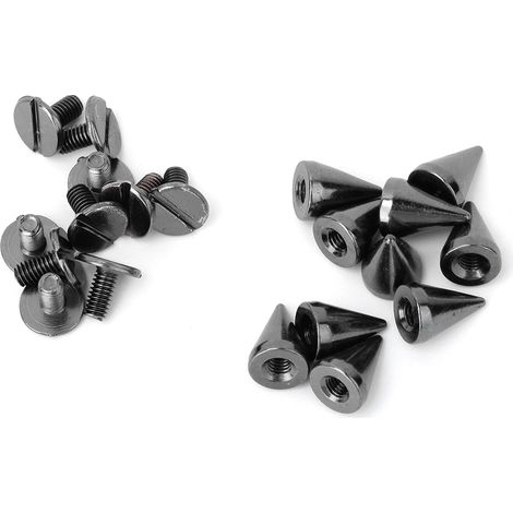 50 rivets punk à pointes en forme de balle 710 mm, clous pour la maroquinerie et la décoration de vêtements (couleur canon de fusil) (1/5)
