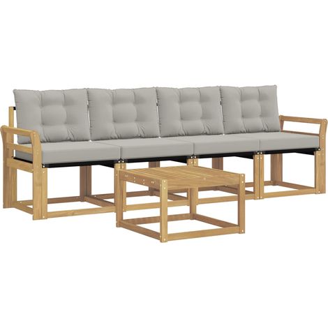 Conjunto de sofás de exterior 5 pcs Blanco y Gris Claro vidaXL (1/5)