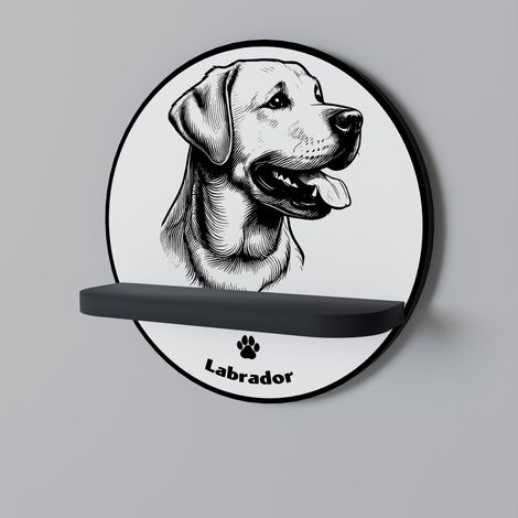 LABRADOR DOG Rundes Regal Schwarz (1/5)