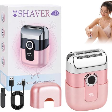 Rasoir Électrique Femme Rose,Rechargeable USB pour Tondeuse Cheveux (1/5)