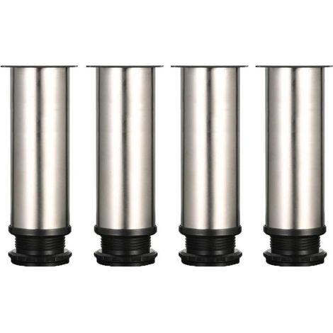 – Pieds de meuble réglables en acier inoxydable 150 mm – Hauteur ajustable 150-165 mm – Lot de 4 avec vis de montage – Pour armoires et tables (1/5)