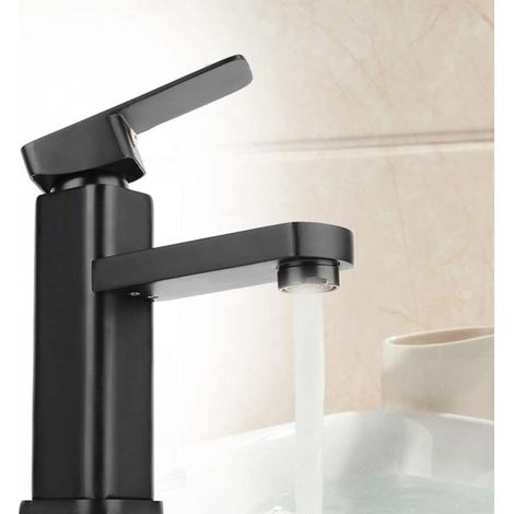 Beyamis Robinet cascade noir inox304 - Mitigeur lavabo monotrou salle bain (1/5)