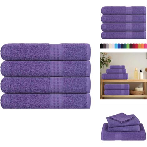 Serviettes de sauna 4 pcs violet 80x200 cm 360 g/m² 100% coton - Serviette De Sauna - Serviettes De Sauna - Serviette - Serviette Avec Boucle De Suspension (1/5)