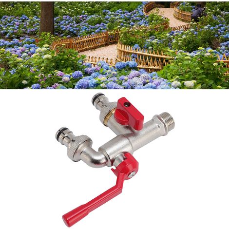 Robinet d'extérieur en laiton pour jardin ou balcon, entrée d'eau φ3/4", sortie 25 mm, robinet domestique à deux trous avec interrupteur. (1/5)