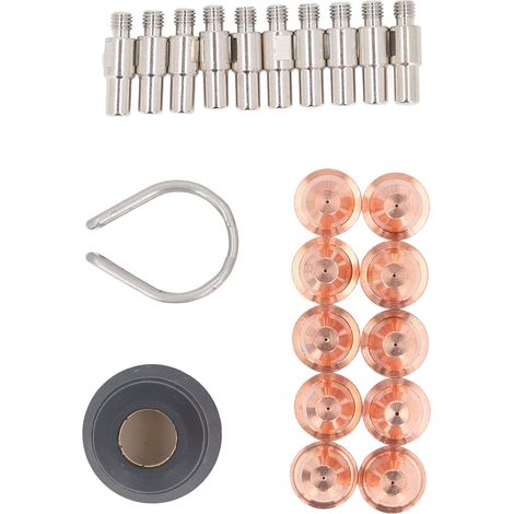 Kit 23 pièces pour chalumeau de découpe plasma : électrodes PR0010, buses PD0116-08, guide d'espacement, capuchon de retenue et accessoires (1/5)